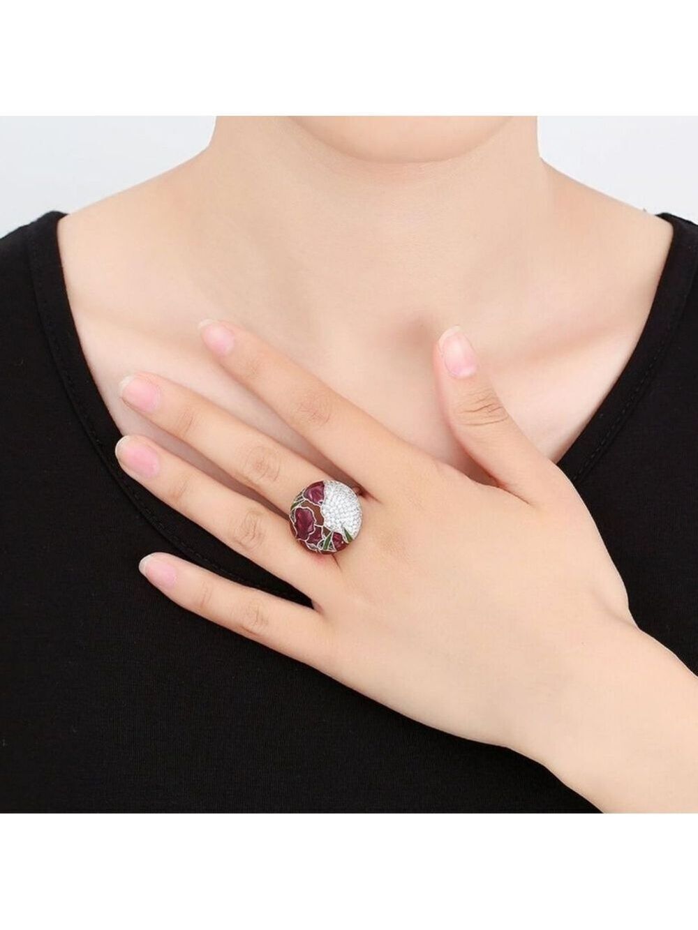 Enamel Statement Ring - Picture 3 of 4